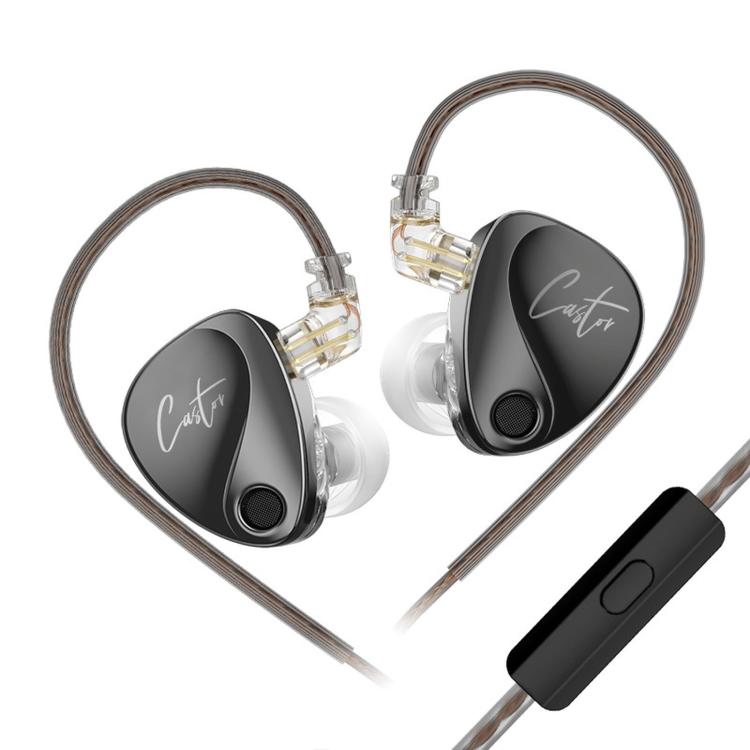 Auricolari in-ear KZ-Castor regolabili con doppio driver e cavo da 1,2 m, No Mic, With Mic, Enhanced Bass No Mic, Enhanced Bass With Mic