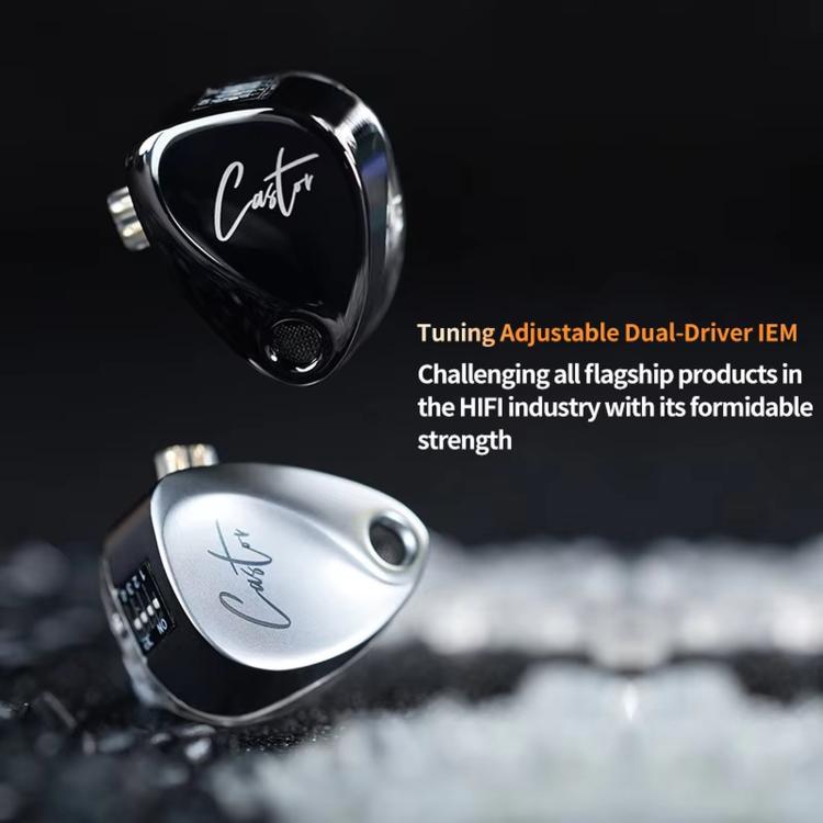 Auricolari in-ear KZ-Castor regolabili con doppio driver e cavo da 1,2 m, No Mic, With Mic, Enhanced Bass No Mic, Enhanced Bass With Mic