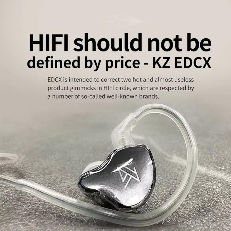 Auricolari dinamici in-ear KZ-EDCX con cavo da 1,2 m, Gray Standard, Gray With Mic, Green Standard, Green With Mic