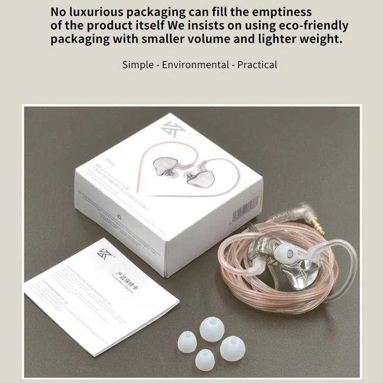 Auricolari dinamici in-ear KZ-EDCX con cavo da 1,2 m, Gray Standard, Gray With Mic, Green Standard, Green With Mic