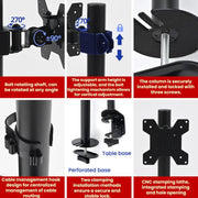 Supporto da scrivania girevole e regolabile in altezza per monitor da 10 a 32 pollici., ZX-MT010