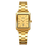 Orologio da donna SKMEI 2566 vintage con cinturino in acciaio, adatto per il lavoro, resistente all'acqua fino a 30 metri, con calendario, movimento al quarzo, ideale per l'uso quotidiano.