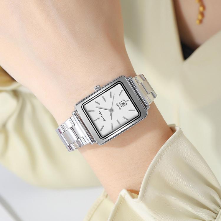 Orologio da donna SKMEI 2566 vintage con cinturino in acciaio, adatto per il lavoro, resistente all'acqua fino a 30 metri, con calendario, movimento al quarzo, ideale per l'uso quotidiano.
