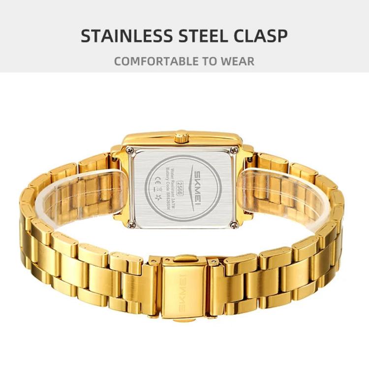 Orologio da donna SKMEI 2566 vintage con cinturino in acciaio, adatto per il lavoro, resistente all'acqua fino a 30 metri, con calendario, movimento al quarzo, ideale per l'uso quotidiano.