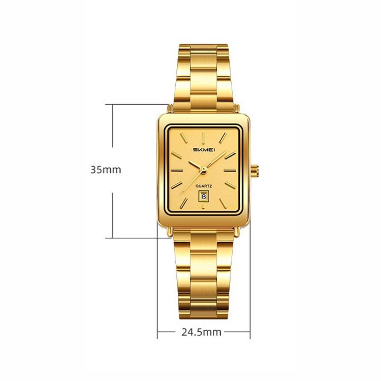 Orologio da donna SKMEI 2566 vintage con cinturino in acciaio, adatto per il lavoro, resistente all'acqua fino a 30 metri, con calendario, movimento al quarzo, ideale per l'uso quotidiano.