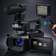 Videocamera digitale da 64 MP con risoluzione 6K e zoom 18x, schermo touch da 4 pollici, microfono e luce LED., 32G, 64G, 128G, 256G