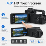 Videocamera digitale 64MP 6K zoom 18x schermo touch 4"