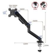 Supporto da tavolo regolabile in altezza con molla a cilindro per monitor da 10-32 pollici., DY-01