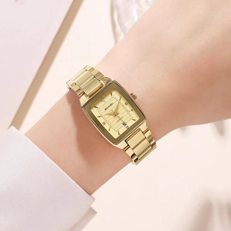 Orologio da donna SKMEI 2578 in acciaio inossidabile, stile vintage quadrato, resistente all'acqua fino a 30 metri, movimento al quarzo.