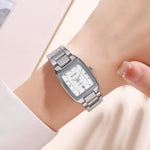 Orologio da donna SKMEI 2578 in acciaio inossidabile, stile vintage quadrato, resistente all'acqua fino a 30 metri, movimento al quarzo.