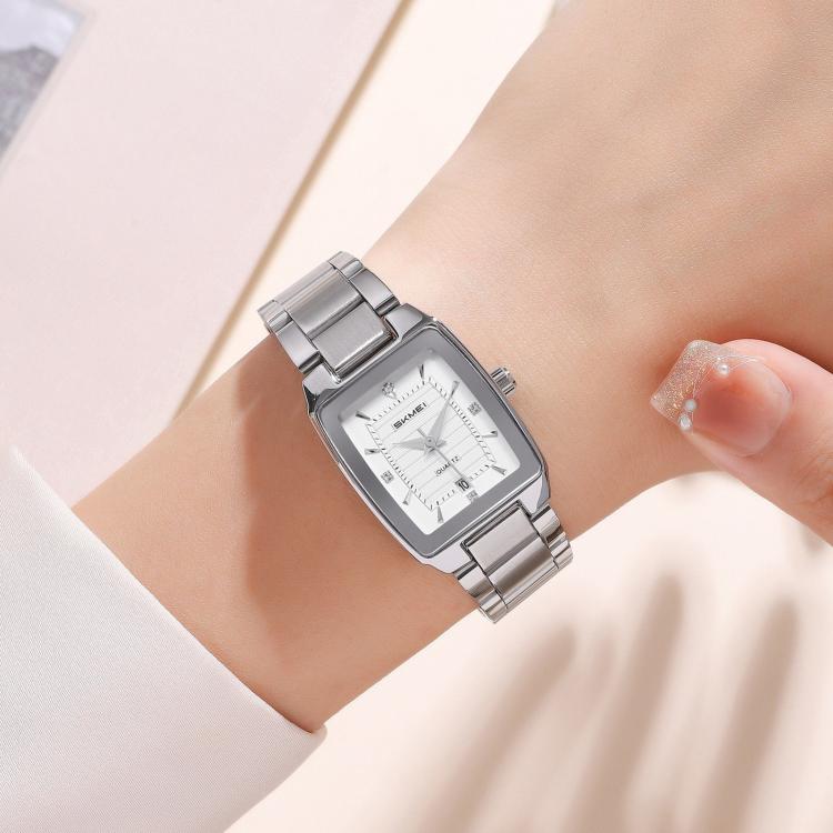 Orologio da donna SKMEI 2578 in acciaio inossidabile, stile vintage quadrato, resistente all'acqua fino a 30 metri, movimento al quarzo.
