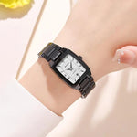 Orologio da donna SKMEI 2578 in acciaio inossidabile, stile vintage quadrato, resistente all'acqua fino a 30 metri, movimento al quarzo.