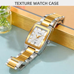 Orologio da donna SKMEI 2578 in acciaio inossidabile, stile vintage quadrato, resistente all'acqua fino a 30 metri, movimento al quarzo.
