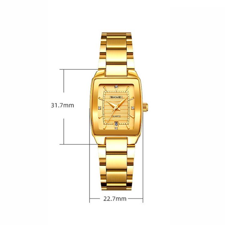 Orologio da donna SKMEI 2578 in acciaio inossidabile, stile vintage quadrato, resistente all'acqua fino a 30 metri, movimento al quarzo.