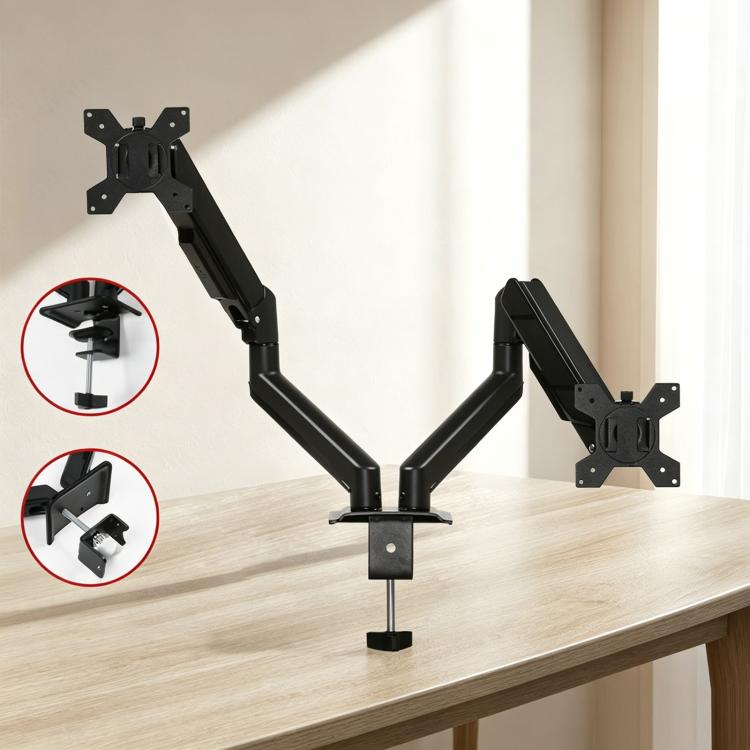 Supporto per monitor da 32 pollici con braccio pneumatico e altezza regolabile per doppio schermo., DY-02