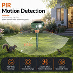 Repellente solare per animali da esterno, dissuasore per gatti a ultrasuoni per giardino con sensore di movimento PIR, 4 modalità, dissuasore per uccelli a ultrasuoni, dissuasore per cani da giardino con luce LED lampeggiante