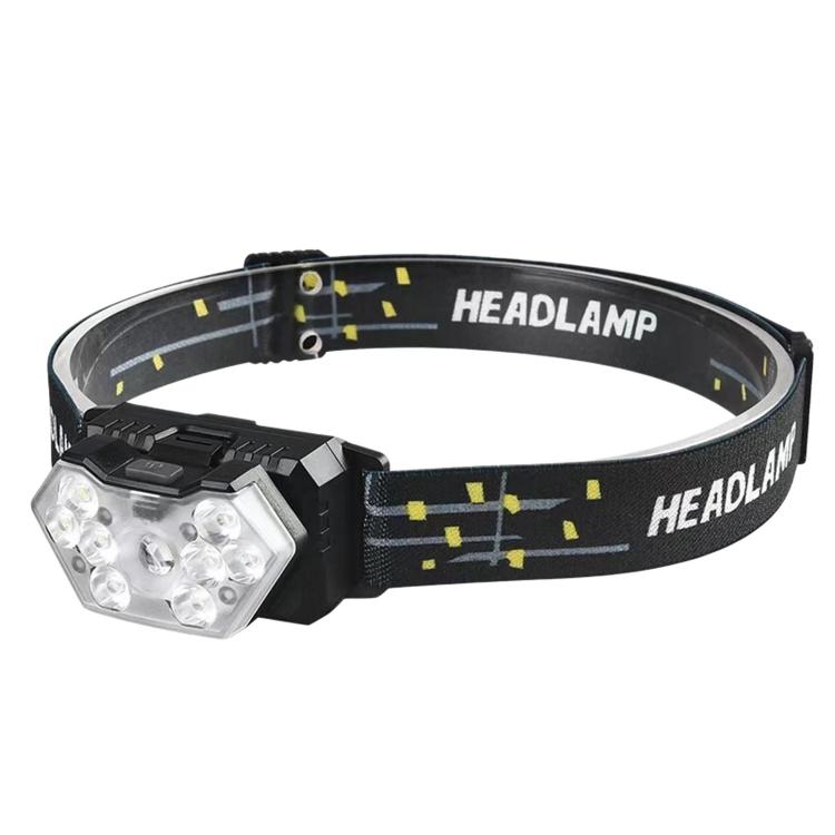 Lampada frontale intelligente GY26 con 9 LED e sensore di movimento, luce rossa COB impermeabile per esterni, ideale per la pesca notturna., Rechargeable, Battery