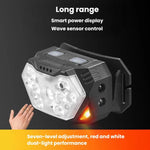 Lampada frontale intelligente GY26 con 9 LED e sensore di movimento, luce rossa COB impermeabile per esterni, ideale per la pesca notturna., Rechargeable, Battery