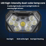 Lampada frontale intelligente GY26 con 9 LED e sensore di movimento, luce rossa COB impermeabile per esterni, ideale per la pesca notturna., Rechargeable, Battery