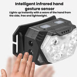 Lampada frontale intelligente GY26 con 9 LED e sensore di movimento, luce rossa COB impermeabile per esterni, ideale per la pesca notturna., Rechargeable, Battery
