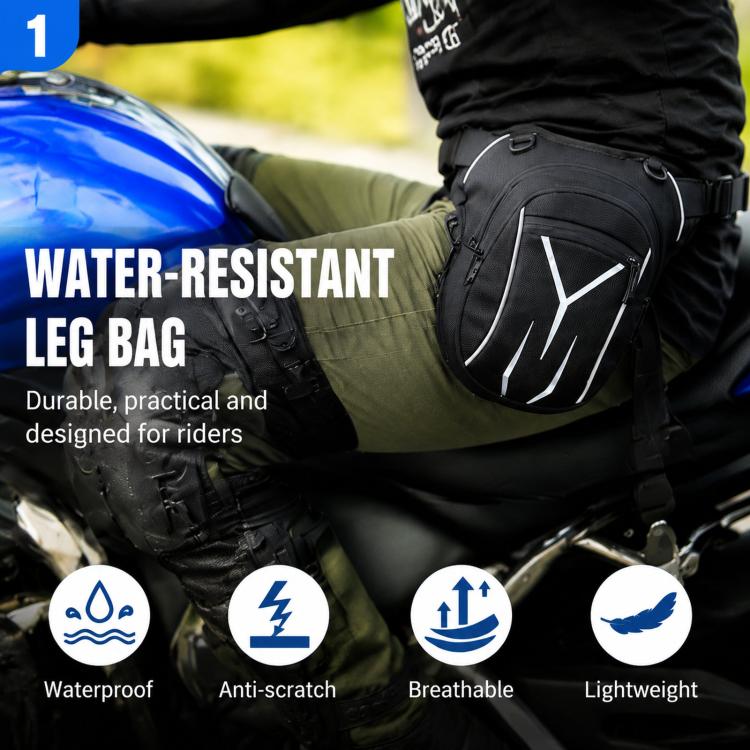 Borsa a tracolla impermeabile da uomo, borsa sportiva da esterno di grande capacità, borsa da gamba per motociclismo.