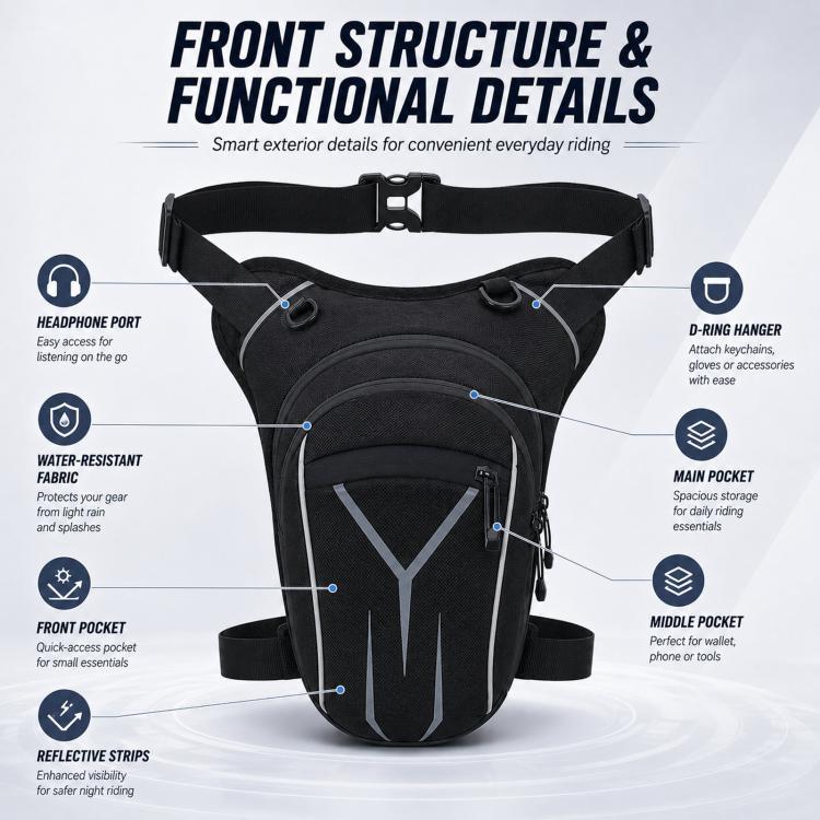 Borsa a tracolla impermeabile da uomo, borsa sportiva da esterno di grande capacità, borsa da gamba per motociclismo.