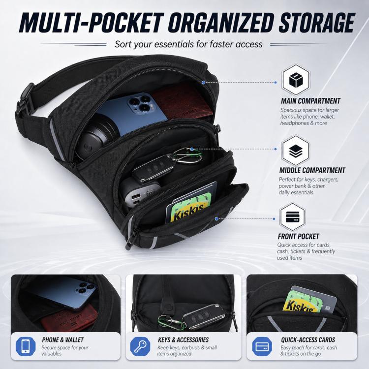 Borsa a tracolla impermeabile da uomo, borsa sportiva da esterno di grande capacità, borsa da gamba per motociclismo.