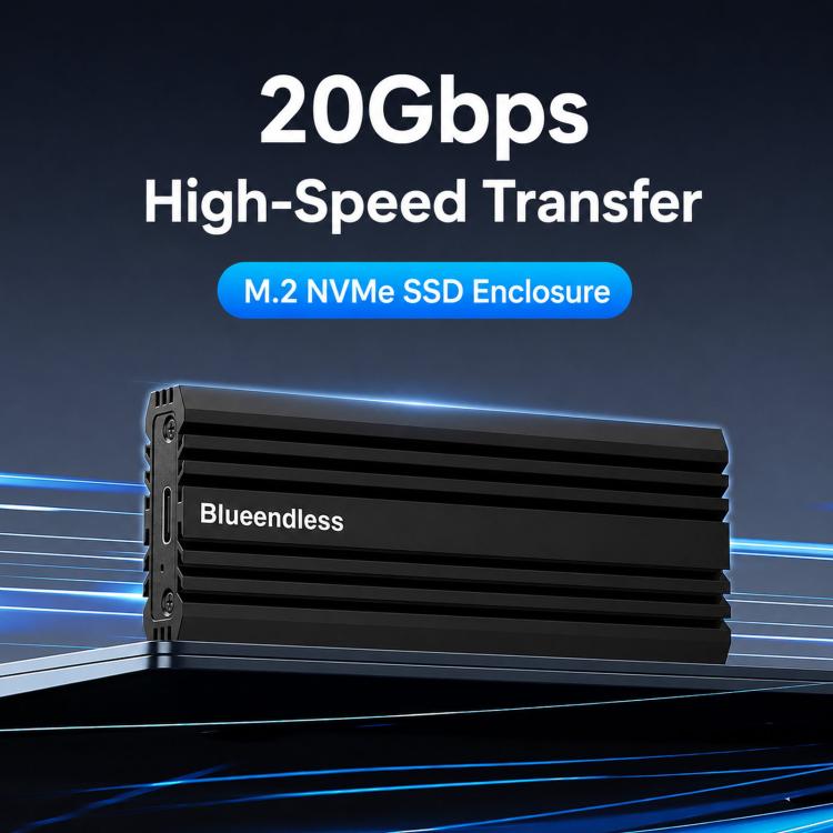 Box esterno per SSD M.2 NVMe Blueendless M6NA da 20 Gbps, con interfaccia USB 3.2 Gen 2x2 Type-C e custodia in alluminio per SSD 2230/2242/2260/2280 fino a 8 TB., M6NA