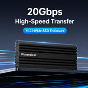 Box esterno per SSD M.2 NVMe Blueendless M6NA da 20 Gbps, con interfaccia USB 3.2 Gen 2x2 Type-C e custodia in alluminio per SSD 2230/2242/2260/2280 fino a 8 TB., M6NA