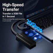 Box esterno per SSD M.2 NVMe Blueendless M6NA da 20 Gbps, con interfaccia USB 3.2 Gen 2x2 Type-C e custodia in alluminio per SSD 2230/2242/2260/2280 fino a 8 TB., M6NA