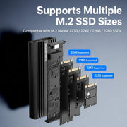 Box esterno per SSD M.2 NVMe Blueendless M6NA da 20 Gbps, con interfaccia USB 3.2 Gen 2x2 Type-C e custodia in alluminio per SSD 2230/2242/2260/2280 fino a 8 TB., M6NA