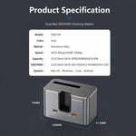 Blueendless HD01SN Dual Bay Docking Station For M.2 NVMe/SATA SSD And 2.5/3.5 SATA HDD, 10Gbps Multi-Drive Reader With 2 USB Hub Ports, Support 28TB, US Plug, EU Plug, UK Plug