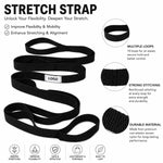 Cinghia per stretching yoga a 10 anelli da 74,8 pollici, non elastica, per fisioterapia, stretching dei muscoli posteriori della coscia e pilates.