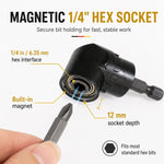 Accessorio per trapano ad angolo di 105 gradi, attacco esagonale da 1/4 di pollice, adattatore magnetico per cacciavite ad angolo, strumento per angoli per cacciavite