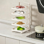 Scaffale da cucina a più livelli per la preparazione degli alimenti, pieghevole, per riporre gli alimenti, Black 4-layer Desktop, Black 5-layer Desktop, White 4-layer Desktop, White 5-layer Desktop, Black 4-layer Wall-mounted, Black 5-layer Wall-mounte...