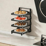 Scaffale da cucina a più livelli per la preparazione degli alimenti, pieghevole, per riporre gli alimenti, Black 4-layer Desktop, Black 5-layer Desktop, White 4-layer Desktop, White 5-layer Desktop, Black 4-layer Wall-mounted, Black 5-layer Wall-mounte...