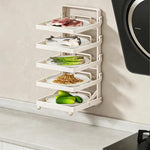 Scaffale da cucina a più livelli per la preparazione degli alimenti, pieghevole, per riporre gli alimenti, Black 4-layer Desktop, Black 5-layer Desktop, White 4-layer Desktop, White 5-layer Desktop, Black 4-layer Wall-mounted, Black 5-layer Wall-mounte...
