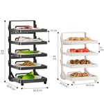 Scaffale da cucina a più livelli per la preparazione degli alimenti, pieghevole, per riporre gli alimenti, Black 4-layer Desktop, Black 5-layer Desktop, White 4-layer Desktop, White 5-layer Desktop, Black 4-layer Wall-mounted, Black 5-layer Wall-mounte...