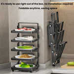 Scaffale da cucina a più livelli per la preparazione degli alimenti, pieghevole, per riporre gli alimenti, Black 4-layer Desktop, Black 5-layer Desktop, White 4-layer Desktop, White 5-layer Desktop, Black 4-layer Wall-mounted, Black 5-layer Wall-mounte...