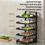Scaffale da cucina a più livelli per la preparazione degli alimenti, pieghevole, per riporre gli alimenti, Black 4-layer Desktop, Black 5-layer Desktop, White 4-layer Desktop, White 5-layer Desktop, Black 4-layer Wall-mounted, Black 5-layer Wall-mounte...