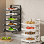 Scaffale da cucina a più livelli per la preparazione degli alimenti, pieghevole, per riporre gli alimenti, Black 4-layer Desktop, Black 5-layer Desktop, White 4-layer Desktop, White 5-layer Desktop, Black 4-layer Wall-mounted, Black 5-layer Wall-mounte...