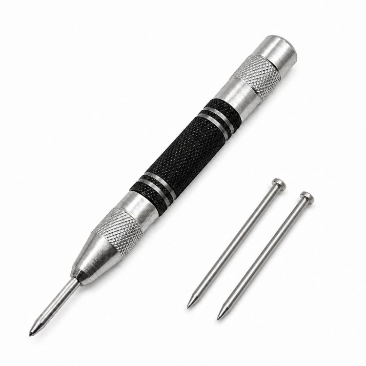Punzone centrale automatico da 5 pollici, punzone centrale a molla, tracciatore per metallo/legno e rompivetro, strumento di fuga di emergenza., with 2 Spare Tips