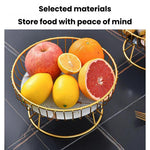 Piatto rotondo in ferro per frutta e caramelle, vassoio da scrivania per snack e pasticcini, Small White Gold, Small Black Gold, Large White Gold, Large Black Gold