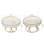 Piatto rotondo in ferro per frutta e caramelle, vassoio da scrivania per snack e pasticcini, Small White Gold, Small Black Gold, Large White Gold, Large Black Gold