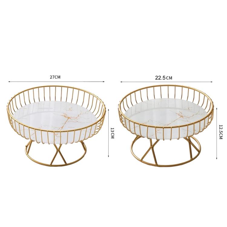 Piatto rotondo in ferro per frutta e caramelle, vassoio da scrivania per snack e pasticcini, Small White Gold, Small Black Gold, Large White Gold, Large Black Gold
