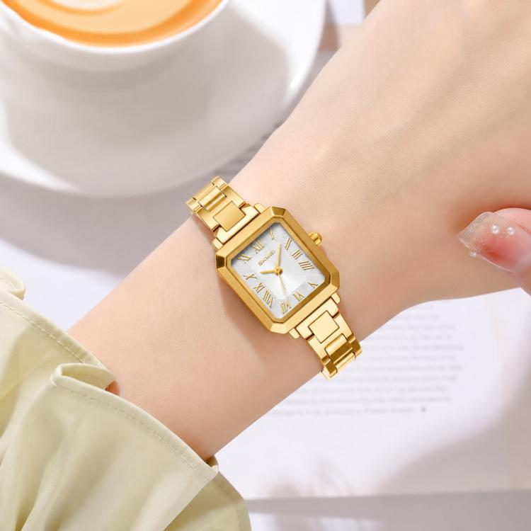 Orologio da donna SKMEI 2582 elegante, quadrato, con cinturino in acciaio inossidabile, impermeabile fino a 30 metri, al quarzo.