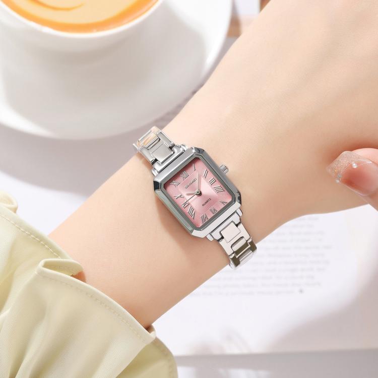 Orologio da donna SKMEI 2582 elegante, quadrato, con cinturino in acciaio inossidabile, impermeabile fino a 30 metri, al quarzo.