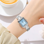 Orologio da donna SKMEI 2582 elegante, quadrato, con cinturino in acciaio inossidabile, impermeabile fino a 30 metri, al quarzo.