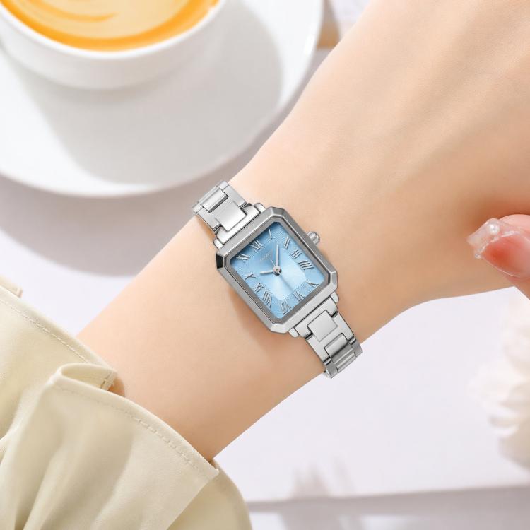 Orologio da donna SKMEI 2582 elegante, quadrato, con cinturino in acciaio inossidabile, impermeabile fino a 30 metri, al quarzo.