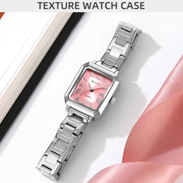 Orologio da donna SKMEI 2582 elegante, quadrato, con cinturino in acciaio inossidabile, impermeabile fino a 30 metri, al quarzo.